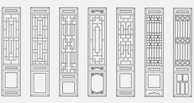 全椒常用中式仿古花窗图案隔断设计图