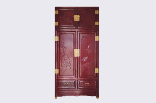 全椒高端中式家居装修深红色纯实木衣柜